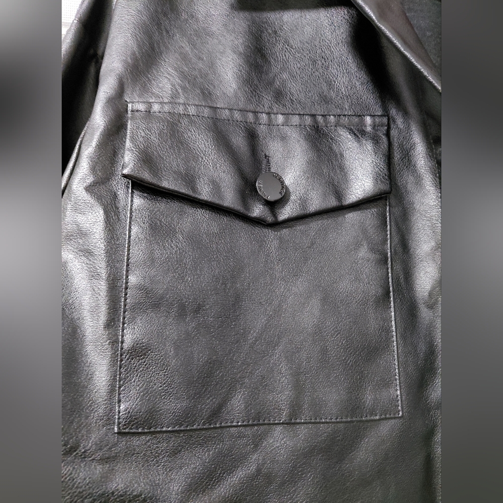SHEIN Dark Leather Cropped Jacket - Picture 2 of 6